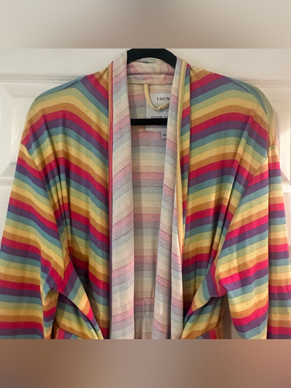 NWOT Women’s Paris Hilton × Monica + Andy Organic Cotton Blend Robe Rainbow M/L. - Picture 3 of 7
